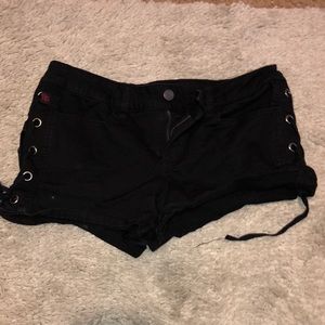 Black Lace up shorts
